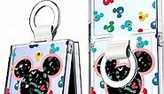 Cute Mickey Clear Case Designed for Samsung Galaxy Z Flip 4 with Ring, Stylish Cartoon Pattern for Women Girls Men, Slim Hard PC Shockproof Phone Cover for Galaxy Z Flip 4 5G 2022(Colorful Mickey)