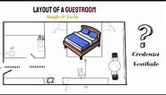 Layout of a hotel guest room ? Double and twin bedded room layout/ 5 star hotel room layout