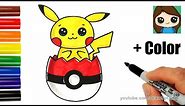 How to Draw Pikachu in Pokeball Easter Egg with Coloring