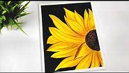 Drawing Sunflower with Black Background | Easy Oil Pastel Drawing for Beginners step by step