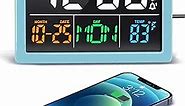 Digital Alarm Clock, with 5.5" Large LED Time Display, Adjustable Alarm Volume, 6 Level Brightness, Alarm Settings, USB Charger, Temperature Detect, Snooze, Clocks for Bedroom, Bedside, Desk, Blue