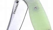 Harnds Giant Silkworm Tactical Folding Knife with SandvikSteel BladeG10 Handle Camping Pocket Knife with Reversible Pocket Clip (Transparent cyan)