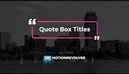 Quote Box Titles After Effects Template