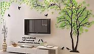 3D Tree Wall Stickers - DIY Tree Birds Wall Decals Family Couple Tree Stickers Murals Wall Decor for Living Room Bedroom TV Background Home Decorations(Green Right,M-98X51in)