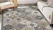 Lahome Moroccan Trellis Area Rug, 3x5 Washable Bedroom Rug Indoor Non-Slip, Small Oriental Accent Throw Rug for Kitchen Entryway Bathroom Living Room Office Carpet (Grey, 3x5ft)