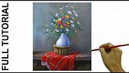 Acrylic Still Life Painting Tutorial / Flowers in Vase / JMLisondra