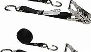 US Cargo Control, Stainless Steel Ratchet Strap Tie Down, 1 Inch Wide X 10 Foot Long, Black Tie Down Strap, Stainless Steel Ratchet, S Hook Tie Downs, Dependable Straps to Secure Cargo, 2 Pack