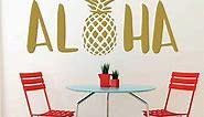 Aloha Wall Decal Sticker With Hawaiian Pineapple Design - Pineapple Decor - Vinyl Art Decoration