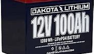 Dakota Lithium - 12V 100Ah LiFePO4 Deep Cycle Battery - 11 Year USA Warranty 2000+ Cycles - Built in BMS, For Ice Fishing, Trolling Motors, Fish Finders, Marine, and More