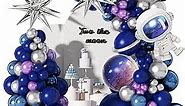 Amandir139pcs Space Balloon Garland Arch Kit - Outer Space Birthday Decorations with Blue Purple Silver Galaxy Astronaut Foil Balloons for Boys Kids Space Themed Birthday Party Decoration Supplies