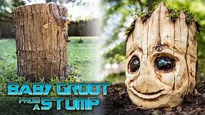 Carving a Baby Groot Planter out of Wood