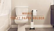 MOOACE Toilet Paper Holder Stand, Industrial Free Standing Bathroom Tissue Paper Roll Dispenser, Black