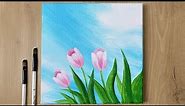 Acrylic Painting Tulip Flowers | Acrylic Painting for Beginners Tutorial