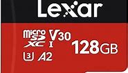 Lexar E-Series Plus 128GB Micro SD Card, microSDXC UHS-I Flash Memory Card with Adapter, 160MB/s, C10, U3, A2, V30, Full HD, 4K UHD, High Speed TF Card for Phones, Tablets, Drones, Dash Cam