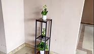Extra Tall Plant Stand Indoor,40 Inch Plant Stands,3 Tier Metal Plant Stand with Heavy Duty Wood and Metal Mesh Shelf,Greige and Black