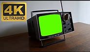 Old Vintage Sony TV on Table Green Screen Footage Free 4K