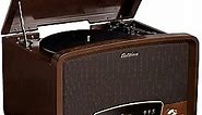 Electrohome Kingston 7-in-1 Vintage Vinyl Record Player Stereo System with 3-Speed Turntable, Bluetooth, AM/FM Radio, CD, Aux in, RCA/Headphone Out, Vinyl/CD to MP3 Recording & USB Playback (RR75)