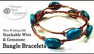 Stackable Wire & Gemstone Bangle Bracelets