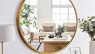 NeuType 32 inch Round Mirror Circle Mirrors for Wall, Gold Bathroom Mirror for Wall Round Mirrors for Bathroom, Wall Mounted Mental Frame Home Decor for Bathroom Entry Dining Room and Living Room