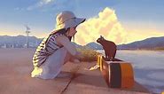 Anime Girl And Black Cat Live Wallpaper - MoeWalls