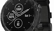 Garmin fenix 5 Plus, Premium Multisport GPS Smartwatch, Features Color Topo Maps, Heart Rate Monitoring, Music and Contactless Payment, Black with Leather Band
