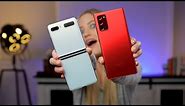 Samsung Galaxy Mystic White Z-Flip 5G and Mystic Red Note 20! ❤️