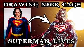 NICOLAS CAGE SUPERMAN LIVES CONCEPT ART DRAWING / DESENHANDO TIM BURTON SPEEDPAINT COMIC ART