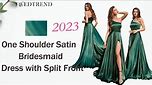 Bridesmaid Dress | One Shoulder Satin Bridesmaid Dress with Split Front | Wedding Party | Wedtrend