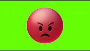 RED ANGRY FACE EMOJI ANIMATED GREEN SCREEN (CHROMA KEY)