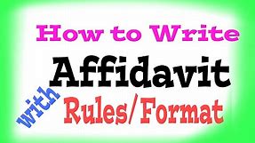 How to write/Format of Affidavit.