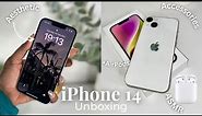 iPhone 14 Unboxing (Starlight 128gb) | accessories, setup + camera test comparison