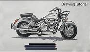 How to Draw Harley-Davidson Motorcycle Step by Step (Very Easy)