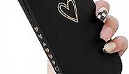 Qokey for iPhone X Case,iPhone Xs Case 5.8" Side&Back Cute Plated Love Heart with Anti-Fall Lens Cameras Cover Protection Soft TPU Shockproof Anti-Fingerprint Phone Cases for Women Girls Men,Black