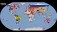 History of the world map with flags