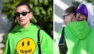 Hailey Bieber Went Out in a Smiley Hoodie and No Pants Alongside Justin in His ‘Magical Mushroom’ Hoodie