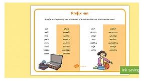 KS1 Prefix un- Word Mat