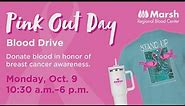"Pink Out Day" Blood Drive coming up on October 9th