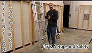 Extension Ladders - How to setup, parts, and safety