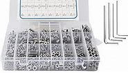 660 Piece Machine Screws Assortment Kit, M6 M5 M4 M3 Nuts and Bolts Assortment Kit, Stainless Steel Metric Assorted Machine Screws Set Allen Wrenches Hex Socket Head with Flat Washers