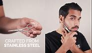 ZEUS Beard Scissors, Premium Handmade German Stainless Steel Beard Trimming Scissors with Leather Case - MADE IN GERMANY