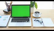 laptop on desk with green screen - Laptop Animation Green Screen