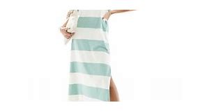 ASOS DESIGN short sleeve oversized midi dress in green and white stripe | ASOS