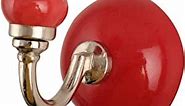 IndianShelf Handmade 4 Piece Red Ceramic Solid Coat Hooks for Wall Mounted Keys Hat Hangers Holders