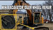 Mini EXCAVATOR IDLER WHEEL repair |how to repair idler wheel