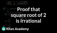 Proof that square root of 2 is irrational | Algebra I | Khan Academy