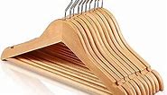 CozyMood Wooden Baby Hangers 10 Pack, Durable Kids Wooden Hangers for Toddler Clothes, Safe Baby Coat Hangers with 360° Swivel Hook, Childrens Hangers for Closet with Non Slip Pant Bar, Natural