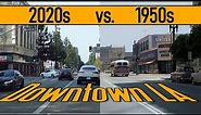 California 1950s vs 2020s_Downtown Los Angeles, S Hill St 'historic' drive_Nostalgic_Vintage_Retro.