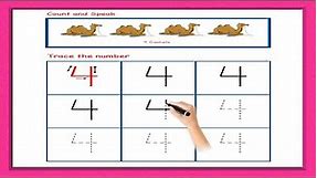 Tracing | How to write numbers | How to write Number 4 | Tracing numbers worksheets | Preschool |