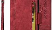 iPhone 7 Plus/8 Plus Wallet Case,PU Leather Folio Kickstand Card Slots Cover for iPhone 7 Plus/8 Plus,Flip Case with Detachable Wrist Strap,Protective Cover for iPhone 7 Plus/8 Plus,Red