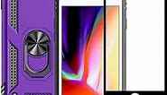 Yiakeng iPhone 8 Case, iPhone 7 Case, iPhone SE 2020/2022 Case with Screen Protector, Military Grade Protective Cases with Ring for iPhone 8/7/SE 2020 (Purple)